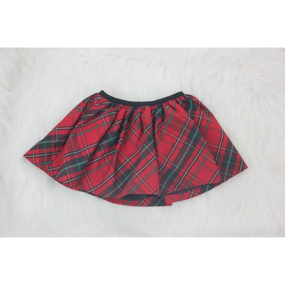 Ralph Lauren Baby Girls Tafetta Skirt Size 12 Months Holiday Red Plaid Lined #13